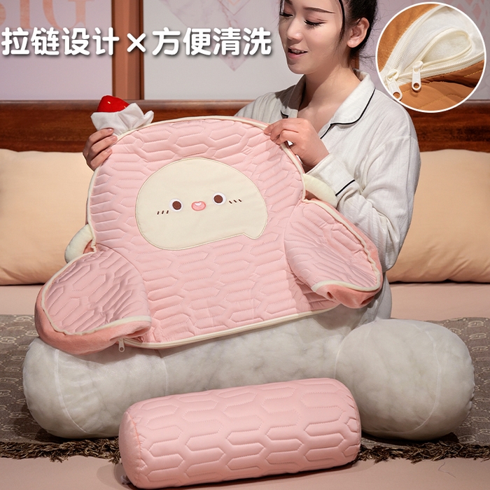 91家纺网 家纺一手货源 找家纺 仟亿莱 2025新款瑞士卷蛋糕乳胶拥抱式腰靠 抹茶味乳胶拥抱