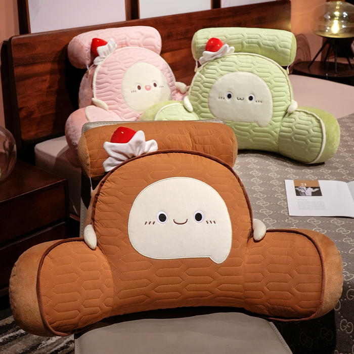 91家纺网 家纺一手货源 找家纺 仟亿莱 2025新款瑞士卷蛋糕乳胶拥抱式腰靠 巧克力味乳胶拥抱