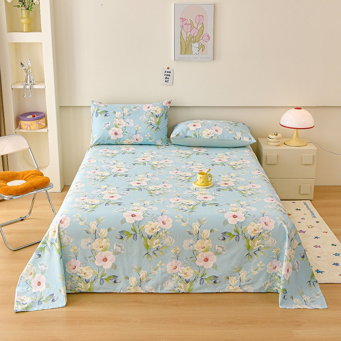 91家纺网 家纺一手货源 找家纺 （总）宇彬家纺 2025直播新款13372全棉纯棉印花双人单床单枕套三件套喷气小清新简约学生被单