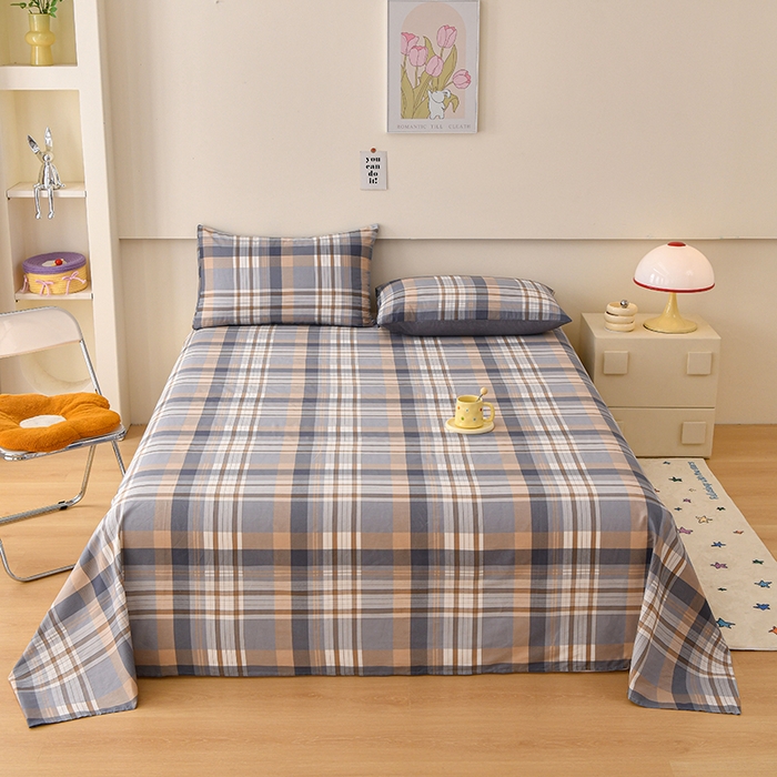 91家纺网 家纺一手货源 找家纺 （总）宇彬家纺 2025直播新款13070全棉纯棉印花双人单床单枕套三件套喷气小清新简约学生被单