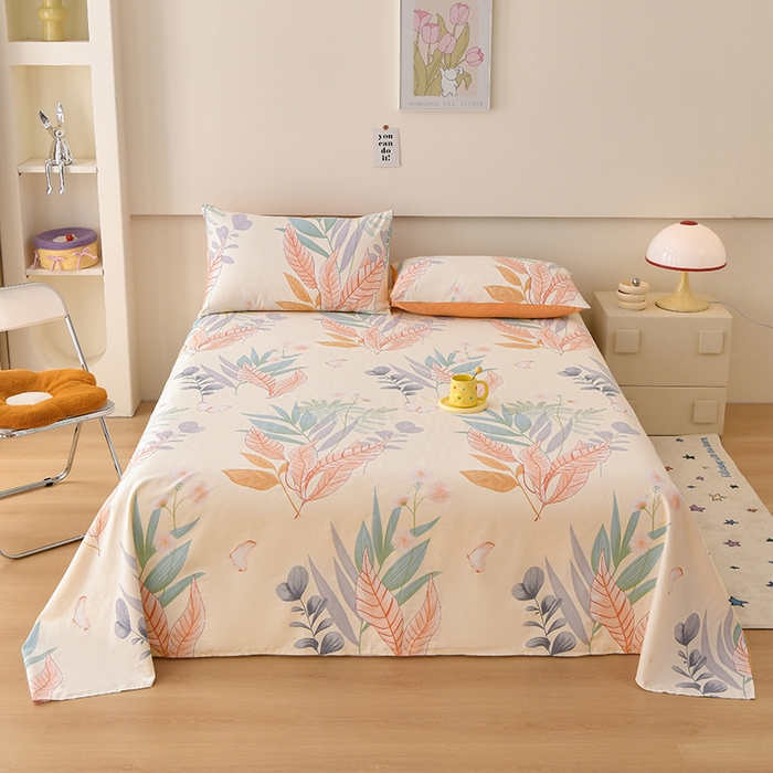 宇彬家纺 2025直播新款13070全棉纯棉印花双人单床单枕套三件套喷气小清新简约学生被单