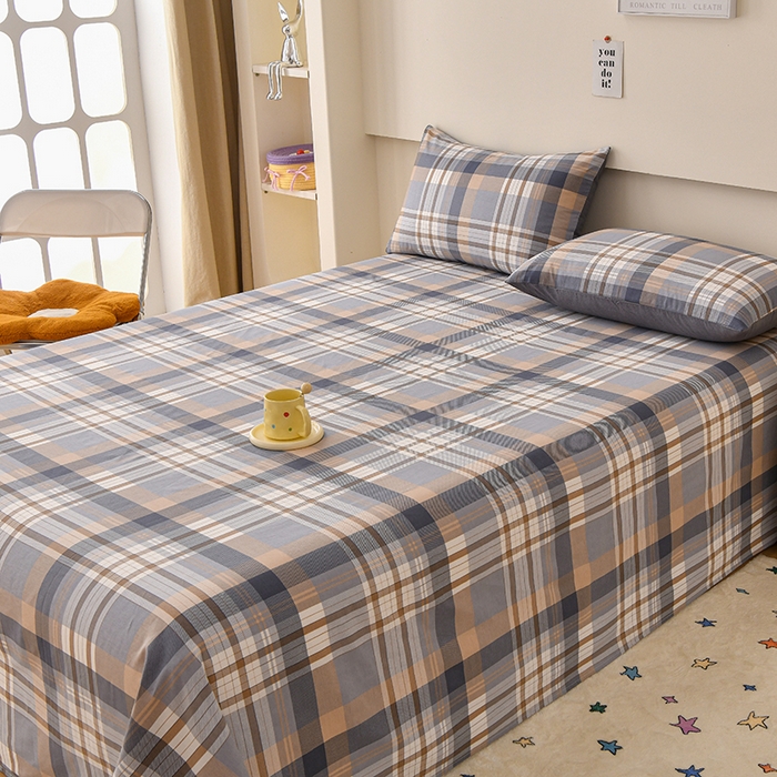 91家纺网 家纺一手货源 找家纺 宇彬家纺 2025直播新款13070全棉纯棉印花双人单床单枕套三件套喷气小清新简约学生被单