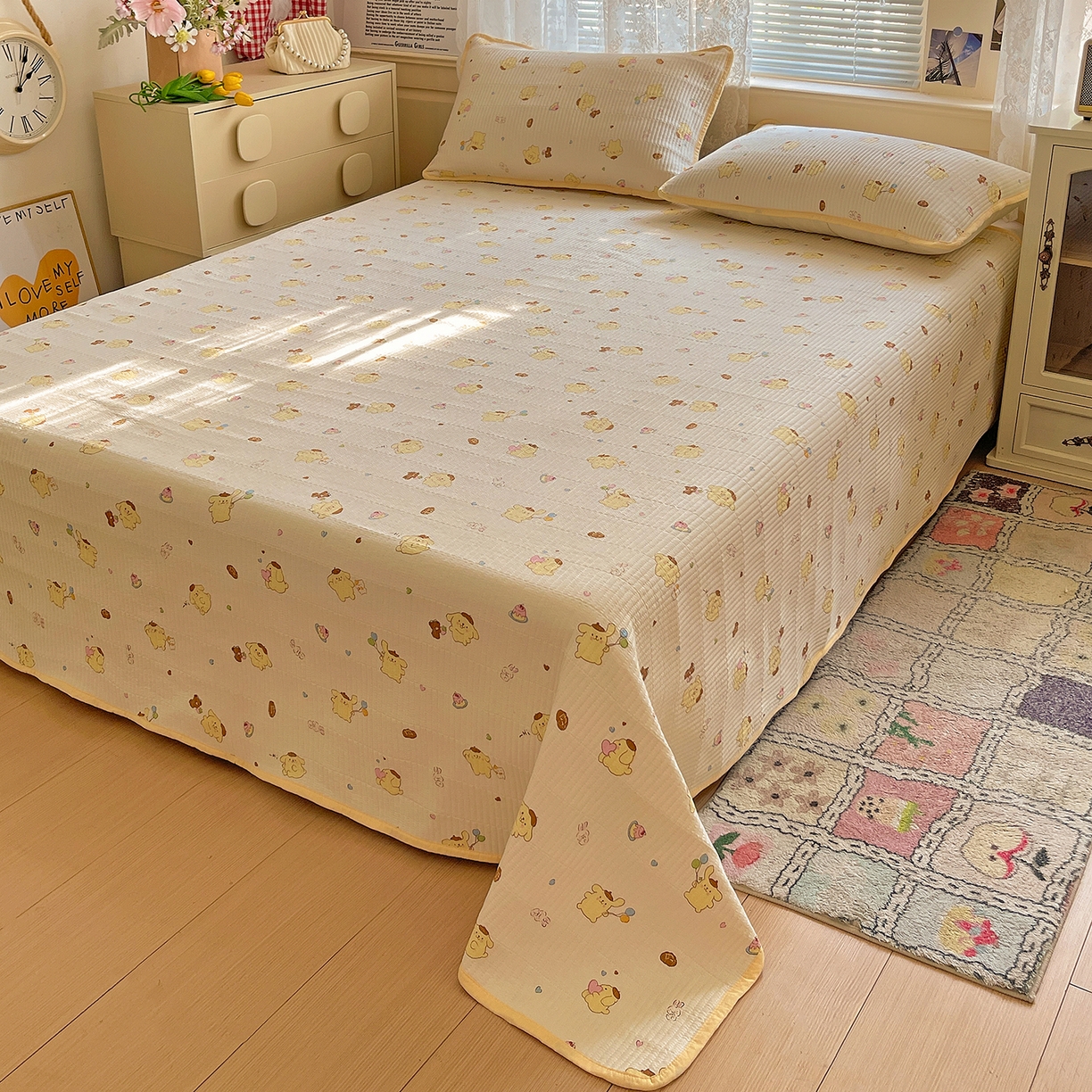 91家纺网 家纺一手货源 找家纺 繁花家居 2025新款超爆款床盖款夏被夏凉被空调被四件套 床盖款-布丁小狗