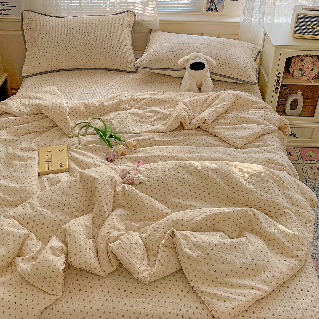 91家纺网 家纺一手货源 找家纺 繁花家居 2025新款超爆款床盖款夏被夏凉被空调被四件套 床盖款-蝴蝶可可