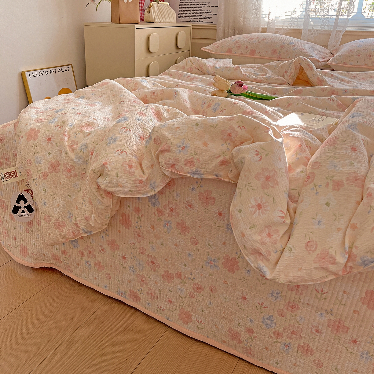 91家纺网 家纺一手货源 找家纺 繁花家居 2025新款超爆款床盖款夏被夏凉被空调被四件套 床盖款-山茶花