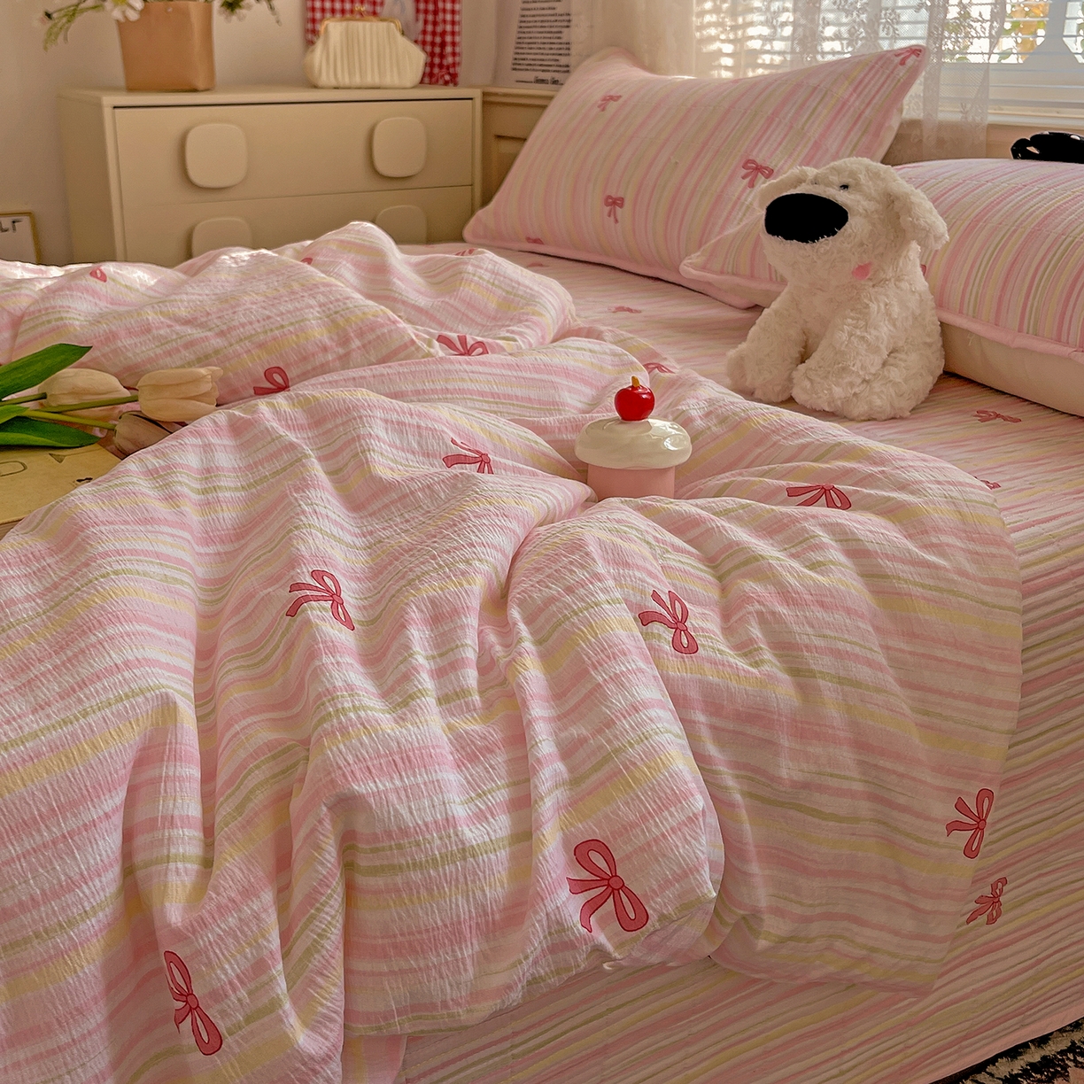 91家纺网 家纺一手货源 找家纺 繁花家居 2025新款超爆款床盖款夏被夏凉被空调被四件套 床盖款-甜心物语