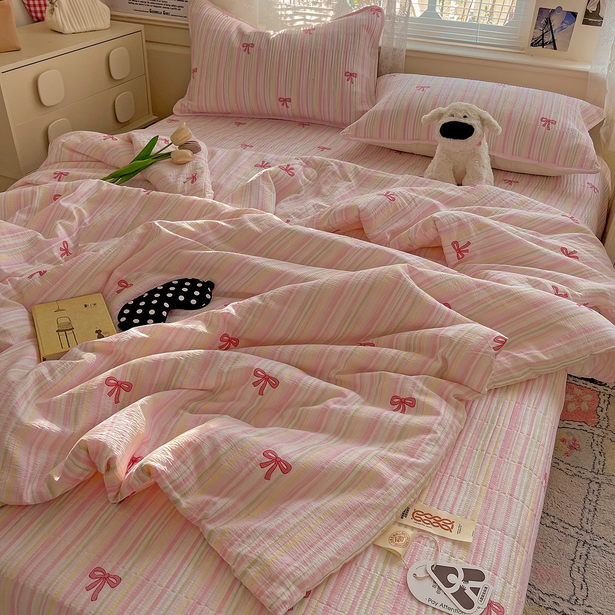 91家纺网 家纺一手货源 找家纺 繁花家居 2025新款超爆款床盖款夏被夏凉被空调被四件套 床盖款-甜心物语