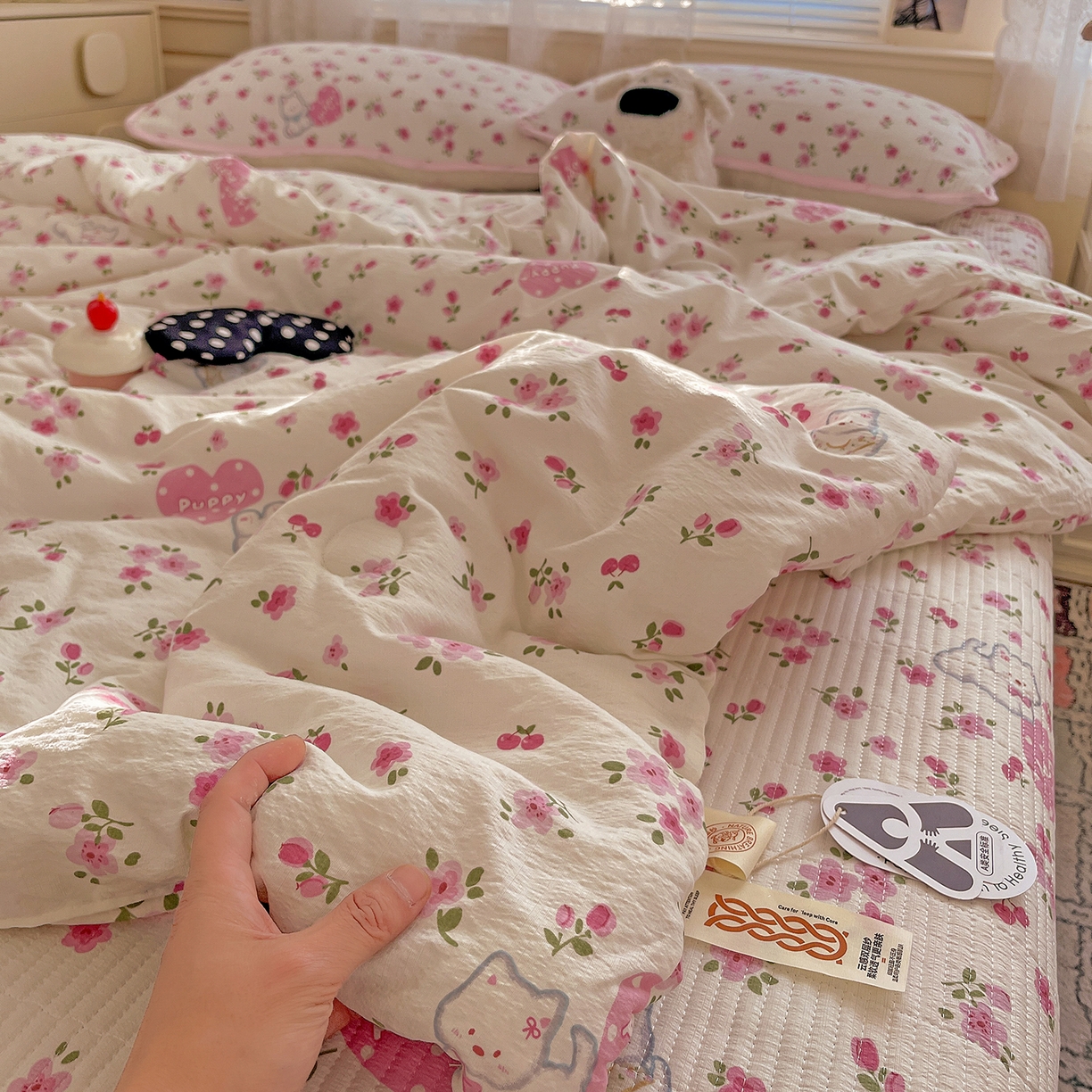 繁花家居 2025新款超爆款床盖款夏被夏凉被空调被四件套 床盖款-樱桃小狗