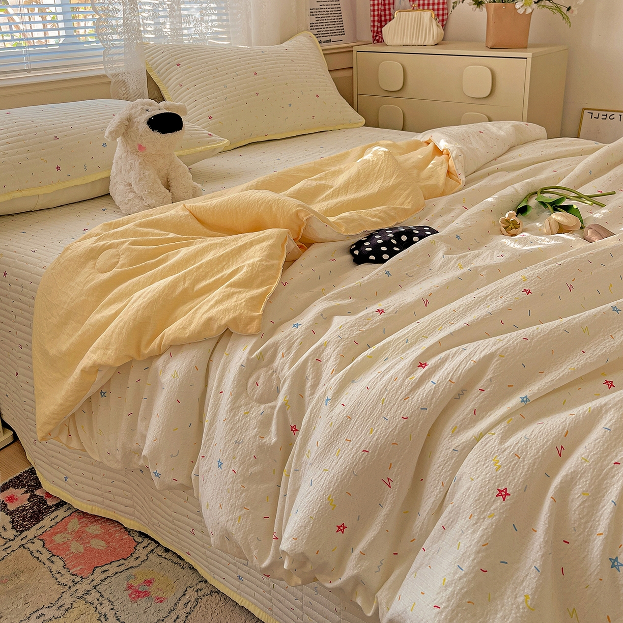 91家纺网 家纺一手货源 找家纺 繁花家居 2025新款超爆款床盖款夏被夏凉被空调被四件套 床盖款-织女梦