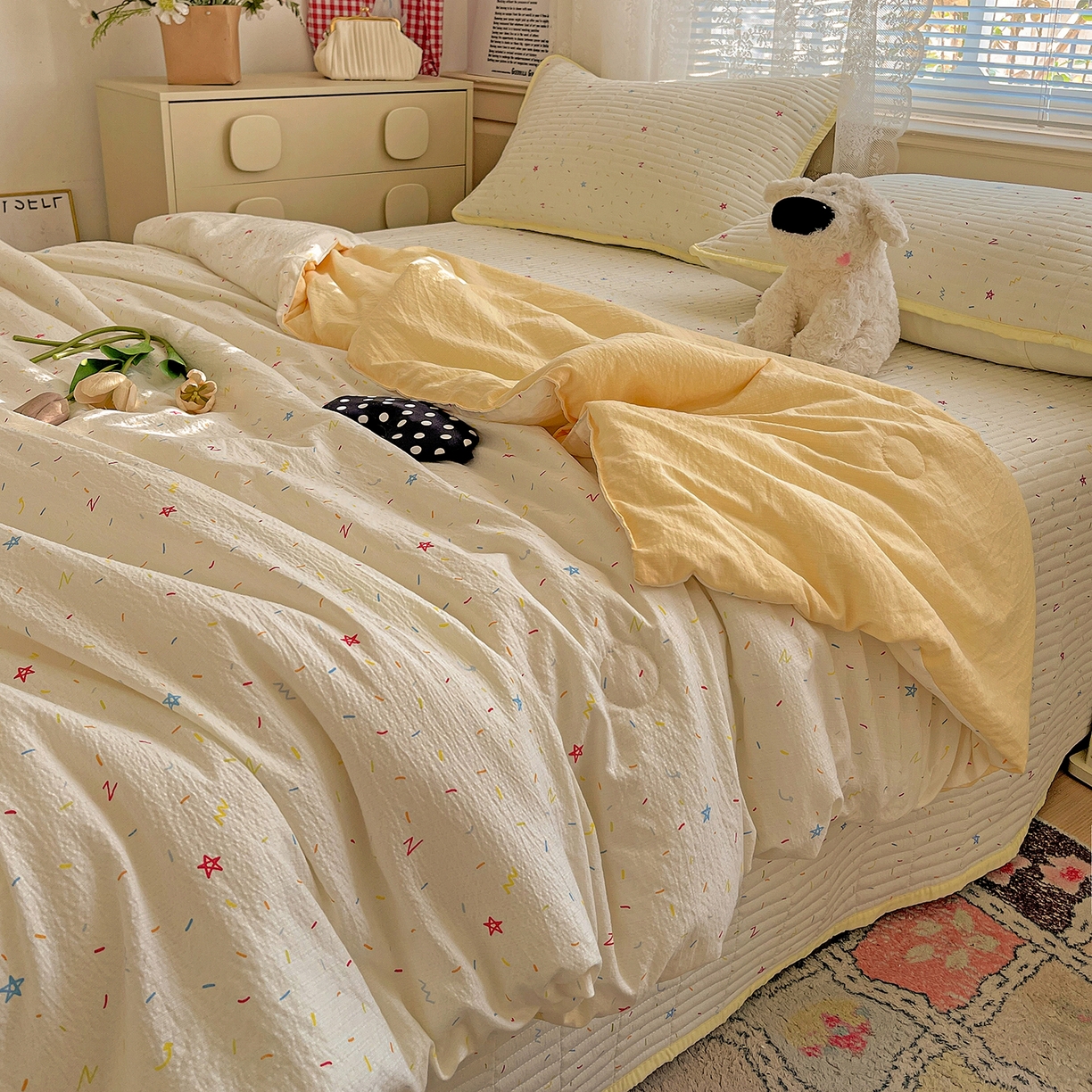 91家纺网 家纺一手货源 找家纺 繁花家居 2025新款超爆款床盖款夏被夏凉被空调被四件套 床盖款-织女梦