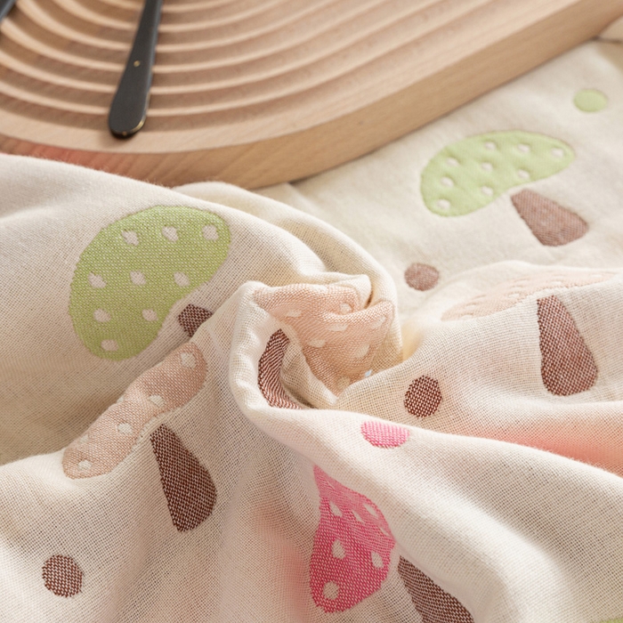 91家纺网 家纺一手货源 找家纺 乐家2023新款A类六层纱全棉纱布毯毛巾被 蘑菇