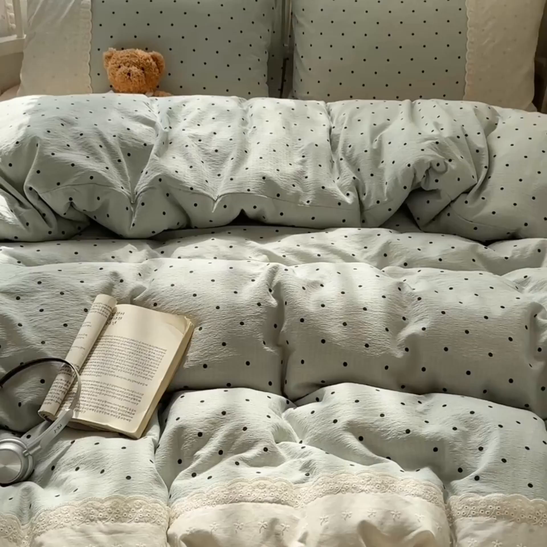 91家纺网 家纺一手货源 找家纺 （总）沐芷 2025 蕾丝花边双层纱四件套公主风床单被套宿舍三件套少女心