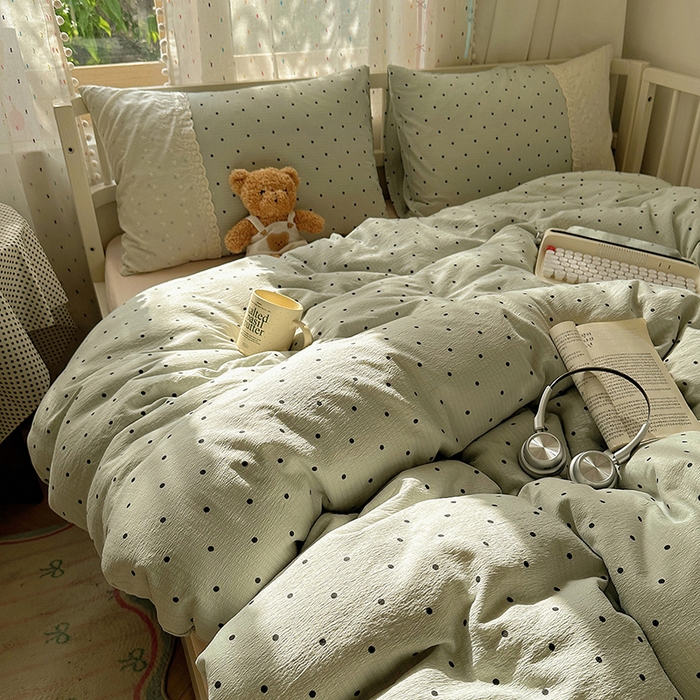 91家纺网 家纺一手货源 找家纺 （总）沐芷 2025 蕾丝花边双层纱四件套公主风床单被套宿舍三件套少女心