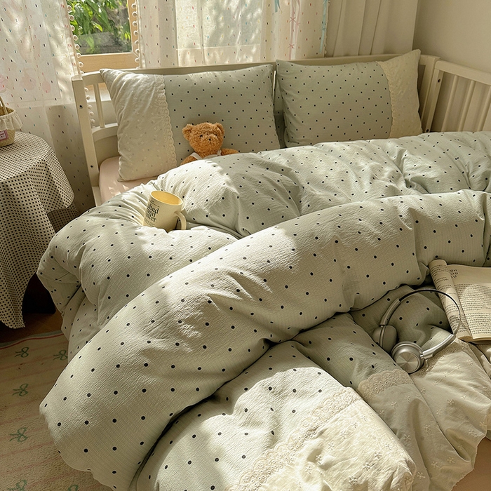 91家纺网 家纺一手货源 找家纺 （总）沐芷 2025 蕾丝花边双层纱四件套公主风床单被套宿舍三件套少女心