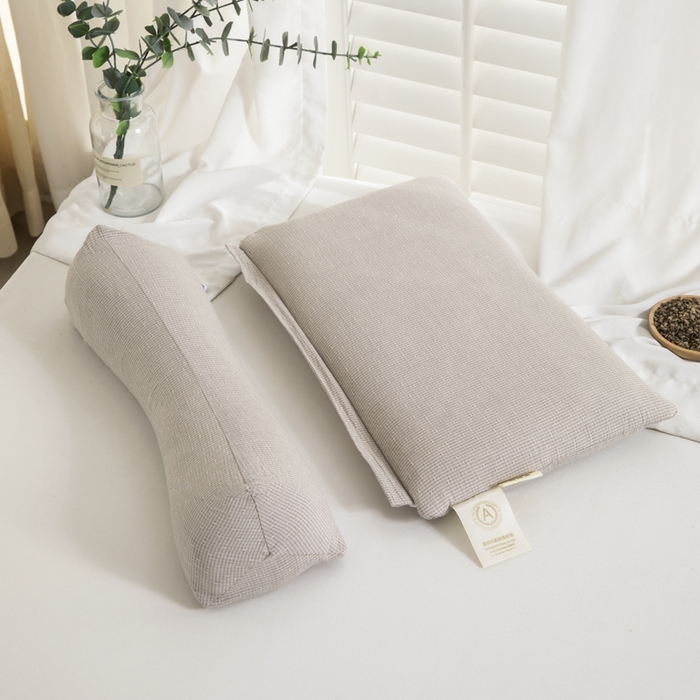 91家纺网 家纺一手货源 找家纺 织布人 2025春夏新款荞麦枕全棉纯棉牵引组合枕反弓拉伸颈椎枕头可拆卸两用枕芯单枕芯 菱形牵引组合枕-灰色【大号】