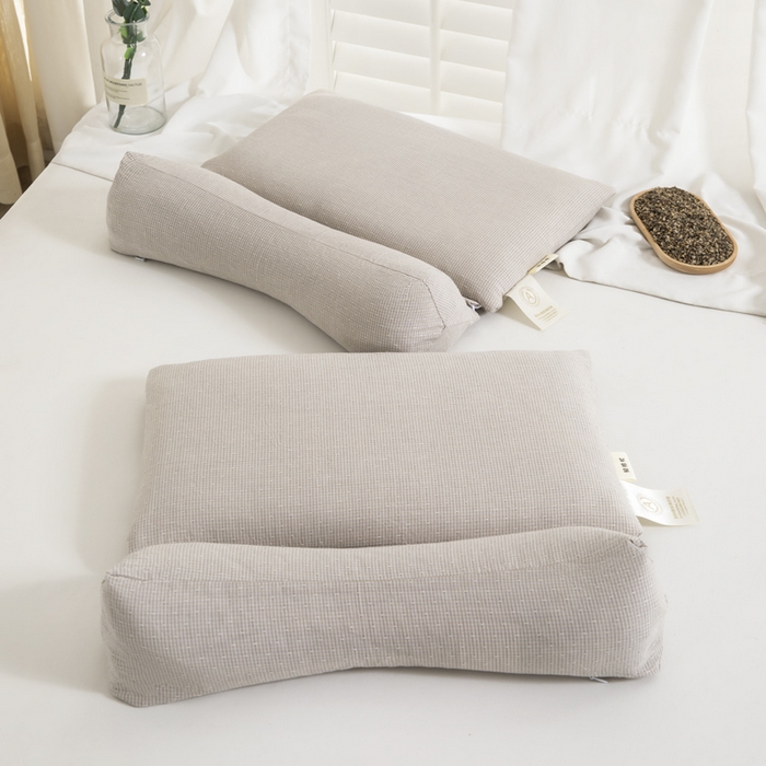 91家纺网 家纺一手货源 找家纺 织布人 2025春夏新款荞麦枕全棉纯棉牵引组合枕反弓拉伸颈椎枕头可拆卸两用枕芯单枕芯 菱形牵引组合枕-灰色【大号】