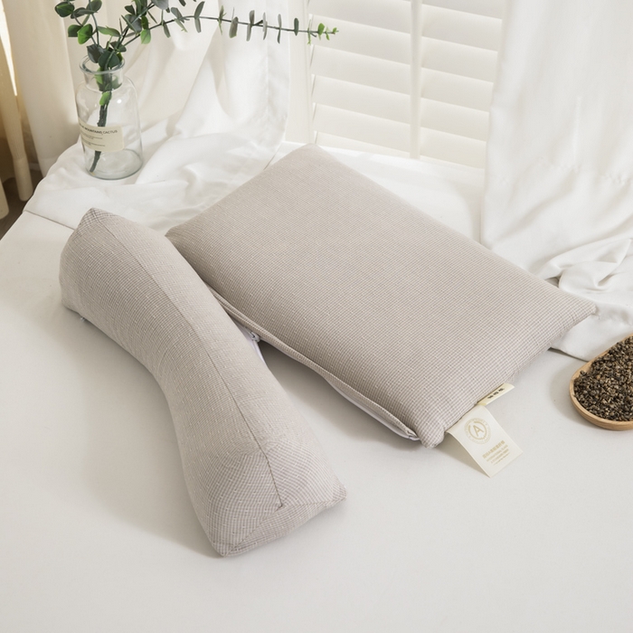 91家纺网 家纺一手货源 找家纺 织布人 2025春夏新款荞麦枕全棉纯棉牵引组合枕反弓拉伸颈椎枕头可拆卸两用枕芯单枕芯 菱形牵引组合枕-灰色【大号】