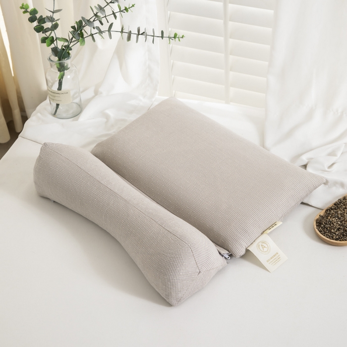 91家纺网 家纺一手货源 找家纺 织布人 2025春夏新款荞麦枕全棉纯棉牵引组合枕反弓拉伸颈椎枕头可拆卸两用枕芯单枕芯 菱形牵引组合枕-灰色【大号】