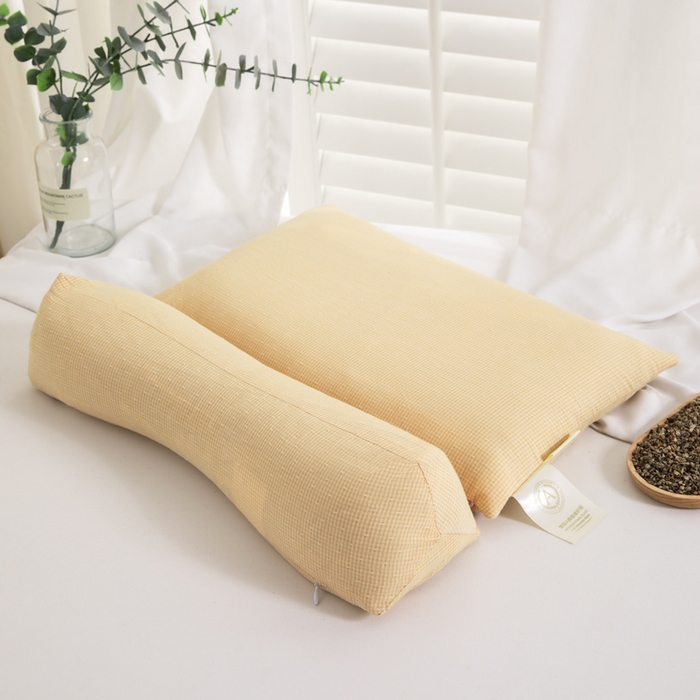 91家纺网 家纺一手货源 找家纺 织布人 2025春夏新款荞麦枕全棉纯棉牵引组合枕反弓拉伸颈椎枕头可拆卸两用枕芯单枕芯 菱形牵引组合枕-咖色【大号】