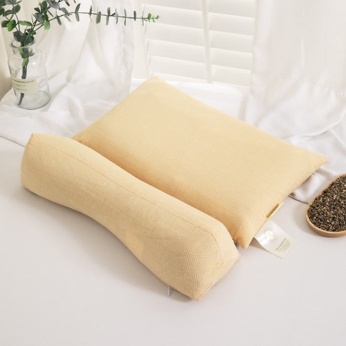 91家纺网 家纺一手货源 找家纺 织布人 2025春夏新款荞麦枕全棉纯棉牵引组合枕反弓拉伸颈椎枕头可拆卸两用枕芯单枕芯 菱形牵引组合枕-咖色【大号】