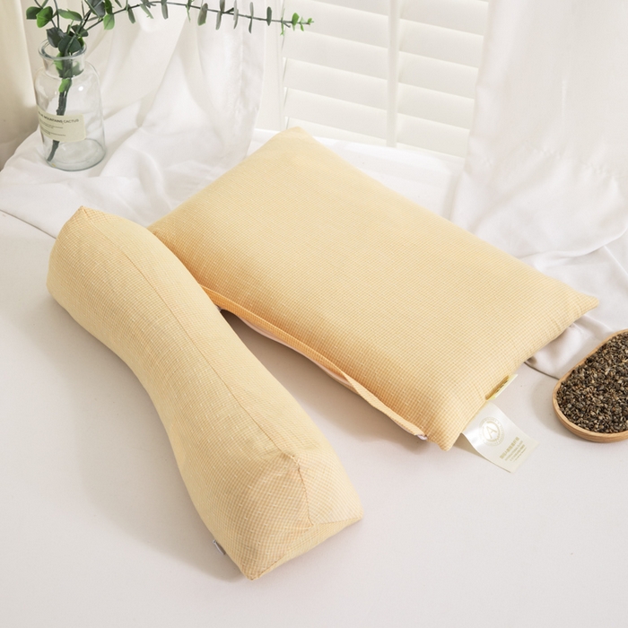 91家纺网 家纺一手货源 找家纺 织布人 2025春夏新款荞麦枕全棉纯棉牵引组合枕反弓拉伸颈椎枕头可拆卸两用枕芯单枕芯 菱形牵引组合枕-咖色【大号】