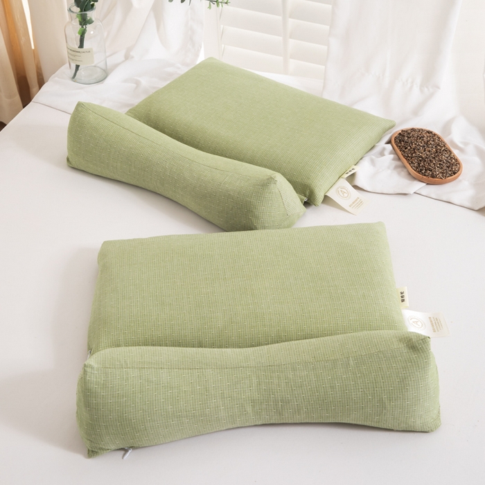 91家纺网 家纺一手货源 找家纺 织布人 2025春夏新款荞麦枕全棉纯棉牵引组合枕反弓拉伸颈椎枕头可拆卸两用枕芯单枕芯 菱形牵引组合枕-绿色【大号】