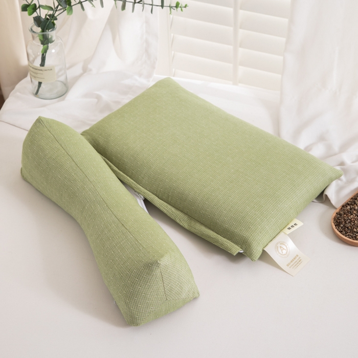91家纺网 家纺一手货源 找家纺 织布人 2025春夏新款荞麦枕全棉纯棉牵引组合枕反弓拉伸颈椎枕头可拆卸两用枕芯单枕芯 菱形牵引组合枕-绿色【大号】