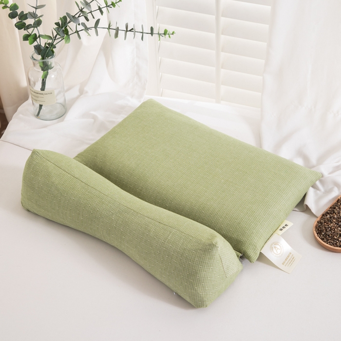 91家纺网 家纺一手货源 找家纺 织布人 2025春夏新款荞麦枕全棉纯棉牵引组合枕反弓拉伸颈椎枕头可拆卸两用枕芯单枕芯 菱形牵引组合枕-绿色【大号】