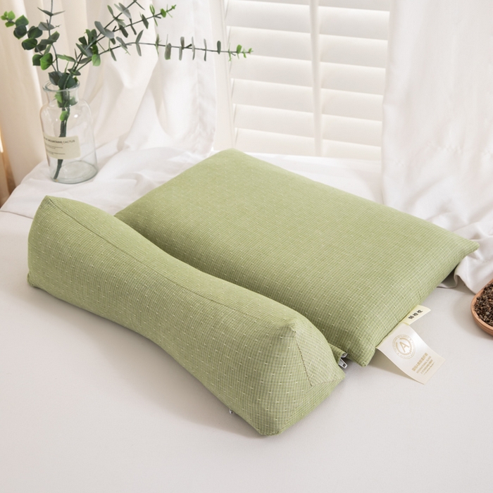 91家纺网 家纺一手货源 找家纺 织布人 2025春夏新款荞麦枕全棉纯棉牵引组合枕反弓拉伸颈椎枕头可拆卸两用枕芯单枕芯 菱形牵引组合枕-绿色【大号】