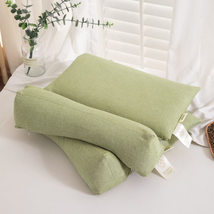 91家纺网 家纺一手货源 找家纺 织布人 2025春夏新款荞麦枕全棉纯棉牵引组合枕反弓拉伸颈椎枕头可拆卸两用枕芯单枕芯 菱形牵引组合枕-绿色【大号】