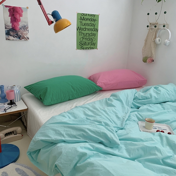 91家纺网 家纺一手货源 找家纺 （总）柚可家居 2024新款多巴胺撞色水洗棉四件套3