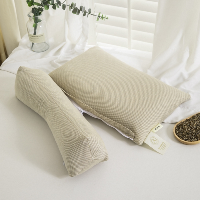 91家纺网 家纺一手货源 找家纺 织布人 2025春夏新款荞麦枕全棉纯棉牵引组合枕反弓拉伸颈椎枕头可拆卸两用枕芯单枕芯 菱形牵引组合枕-浅蓝【大号】 