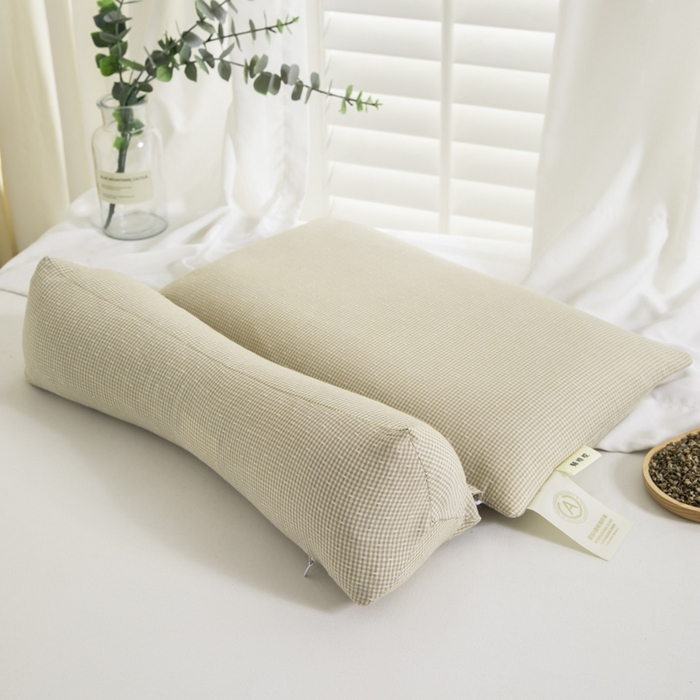 91家纺网 家纺一手货源 找家纺 织布人 2025春夏新款荞麦枕全棉纯棉牵引组合枕反弓拉伸颈椎枕头可拆卸两用枕芯单枕芯 菱形牵引组合枕-浅蓝【大号】 