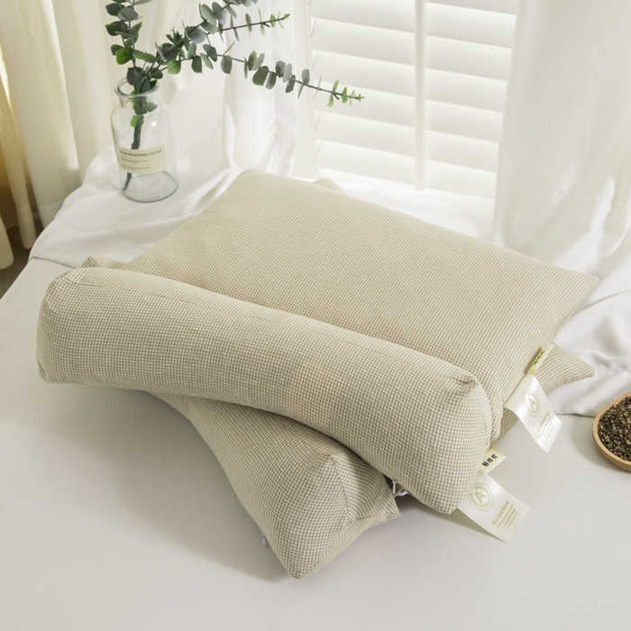 91家纺网 家纺一手货源 找家纺 织布人 2025春夏新款荞麦枕全棉纯棉牵引组合枕反弓拉伸颈椎枕头可拆卸两用枕芯单枕芯 菱形牵引组合枕-浅蓝【大号】 