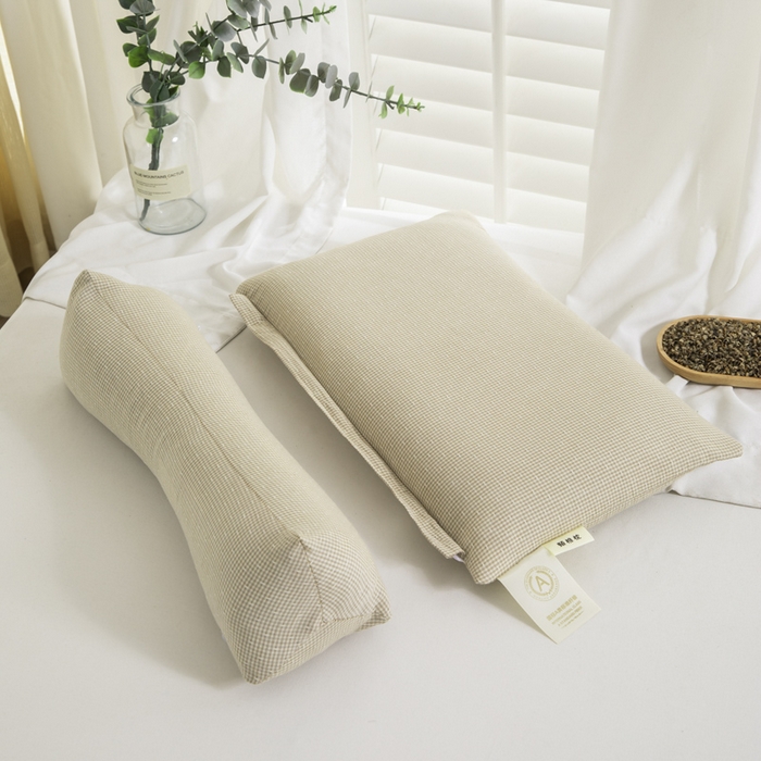 织布人 2025春夏新款荞麦枕全棉纯棉牵引组合枕反弓拉伸颈椎枕头可拆卸两用枕芯单枕芯 菱形牵引组合枕-浅蓝【大号】 