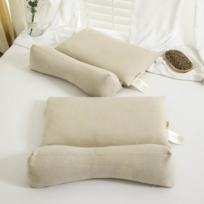 91家纺网 家纺一手货源 找家纺 织布人 2025春夏新款荞麦枕全棉纯棉牵引组合枕反弓拉伸颈椎枕头可拆卸两用枕芯单枕芯 菱形牵引组合枕-浅蓝【大号】 