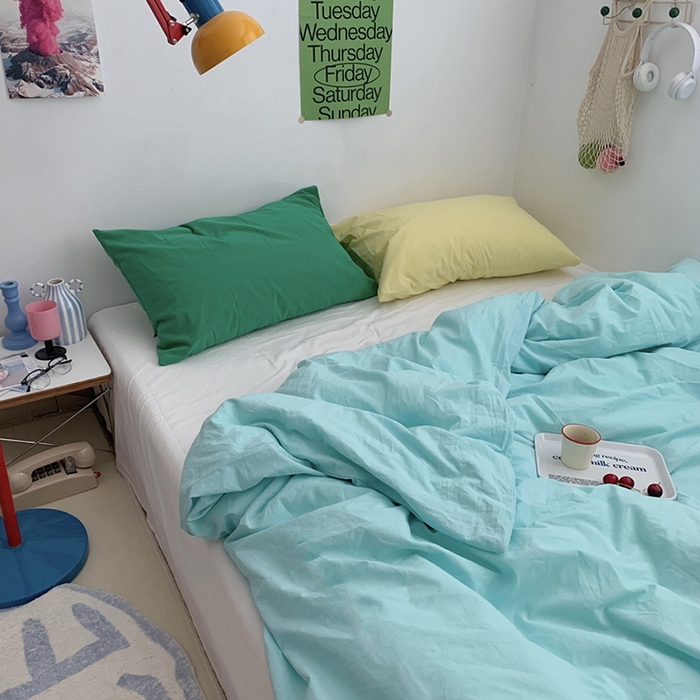 91家纺网 家纺一手货源 找家纺 （总）柚可家居 2024新款多巴胺撞色水洗棉四件套3