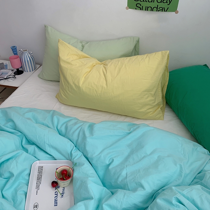 91家纺网 家纺一手货源 找家纺 （总）柚可家居 2024新款多巴胺撞色水洗棉四件套3