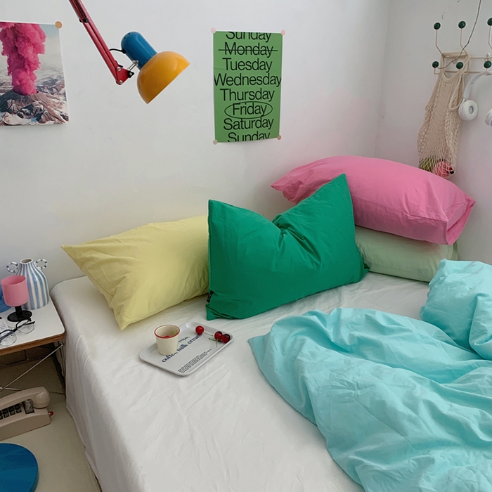 91家纺网 家纺一手货源 找家纺 （总）柚可家居 2024新款多巴胺撞色水洗棉四件套3