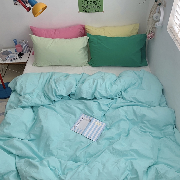 91家纺网 家纺一手货源 找家纺 （总）柚可家居 2024新款多巴胺撞色水洗棉四件套3