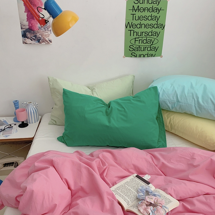 91家纺网 家纺一手货源 找家纺 （总）柚可家居 2024新款多巴胺撞色水洗棉四件套2