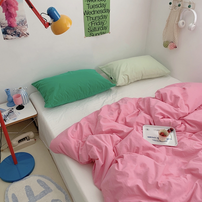 91家纺网 家纺一手货源 找家纺 （总）柚可家居 2024新款多巴胺撞色水洗棉四件套2