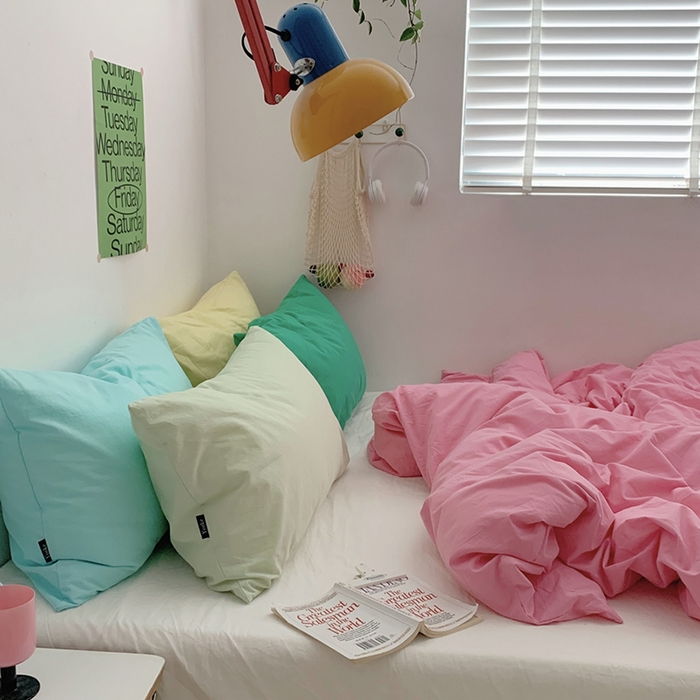 91家纺网 家纺一手货源 找家纺 （总）柚可家居 2024新款多巴胺撞色水洗棉四件套2