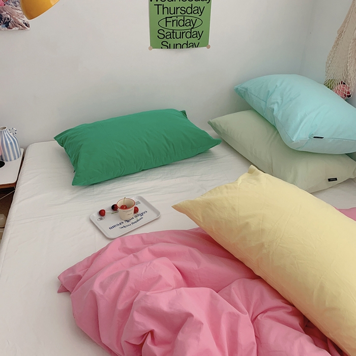 91家纺网 家纺一手货源 找家纺 （总）柚可家居 2024新款多巴胺撞色水洗棉四件套2