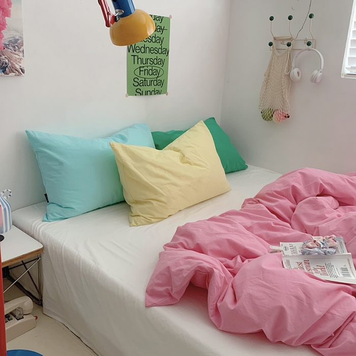 91家纺网 家纺一手货源 找家纺 （总）柚可家居 2024新款多巴胺撞色水洗棉四件套2