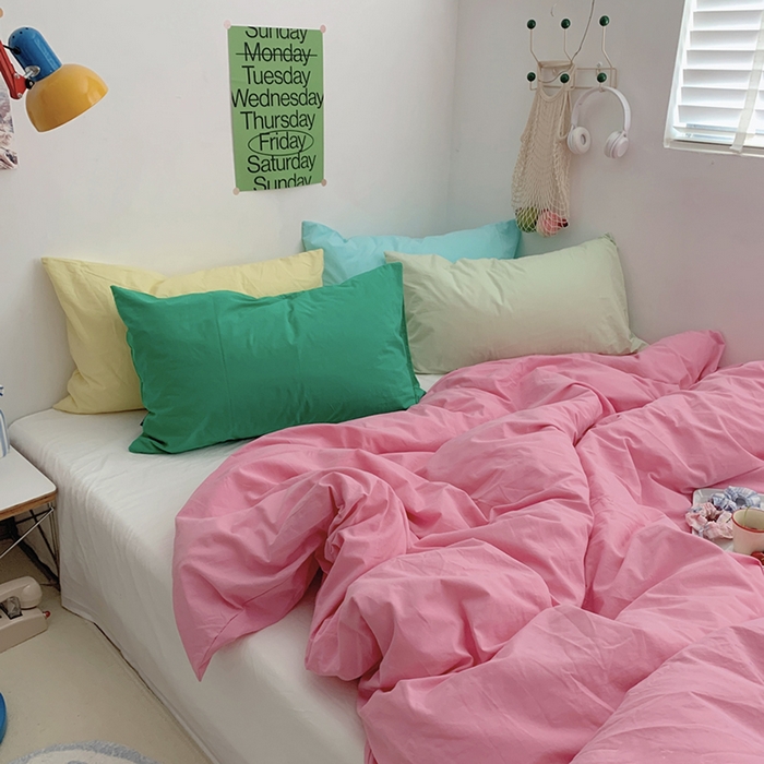 91家纺网 家纺一手货源 找家纺 （总）柚可家居 2024新款多巴胺撞色水洗棉四件套2