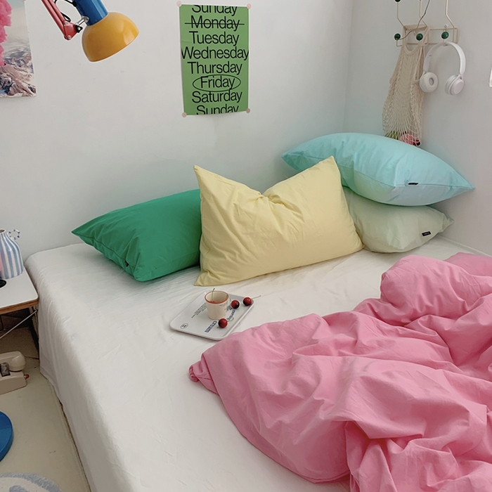 91家纺网 家纺一手货源 找家纺 （总）柚可家居 2024新款多巴胺撞色水洗棉四件套2