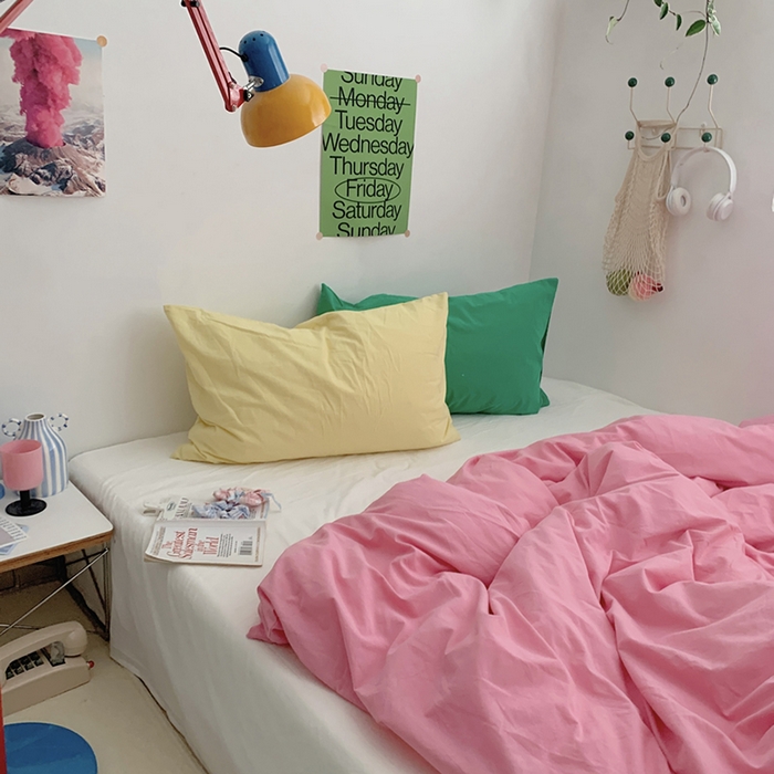 91家纺网 家纺一手货源 找家纺 （总）柚可家居 2024新款多巴胺撞色水洗棉四件套2