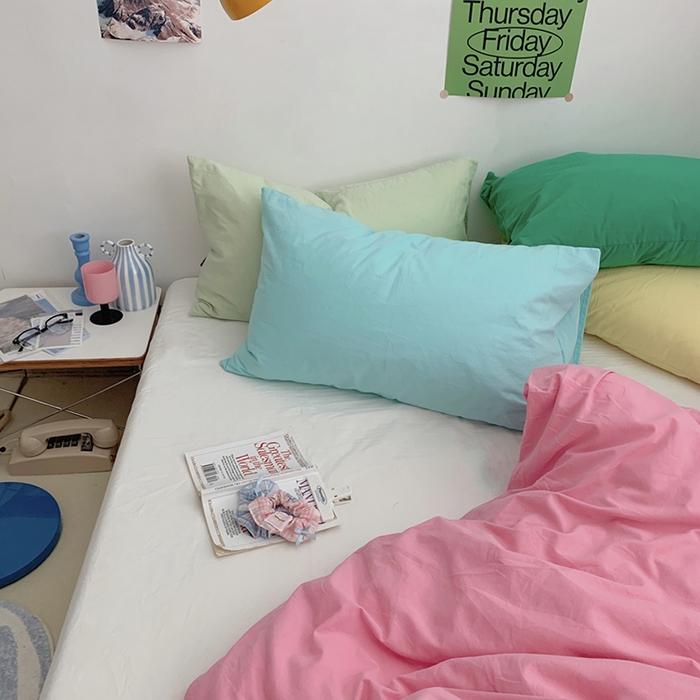 91家纺网 家纺一手货源 找家纺 （总）柚可家居 2024新款多巴胺撞色水洗棉四件套2