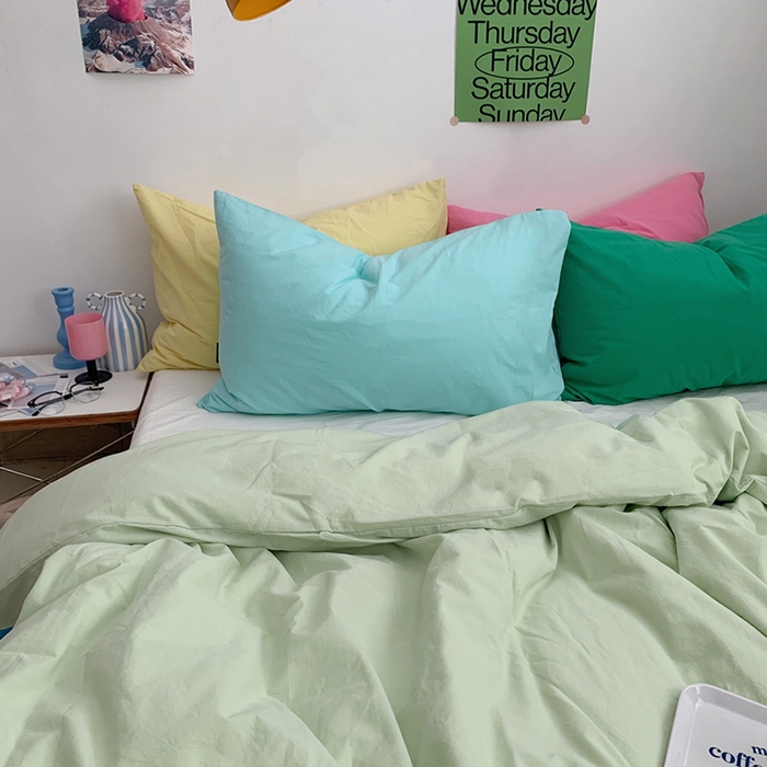 91家纺网 家纺一手货源 找家纺 （总）柚可家居 2024新款多巴胺撞色水洗棉四件套1